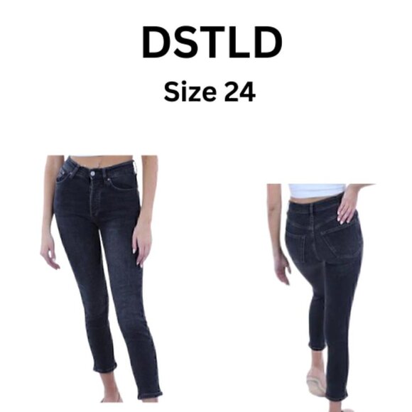 DSTLD NWT High Rise Button Fly Skinny Jeans Vintage Black Size 24 - Picture 1 of 9
